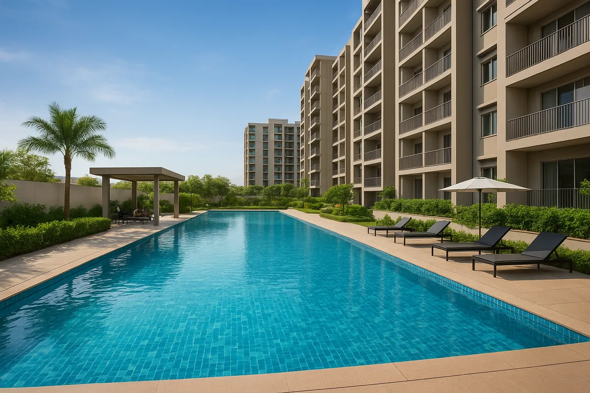 Swimming pool render at Sattva Songbird Phase 2